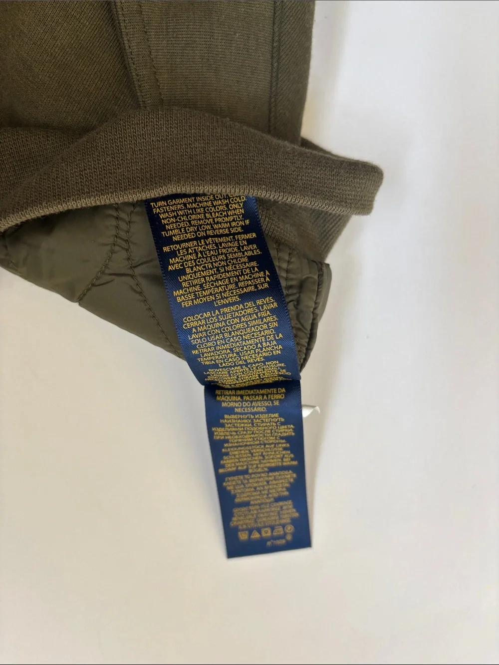Polo Ralph Lauren Bomber Jacket Quilted Lined Full Zip Army Green Boys 14 Large
